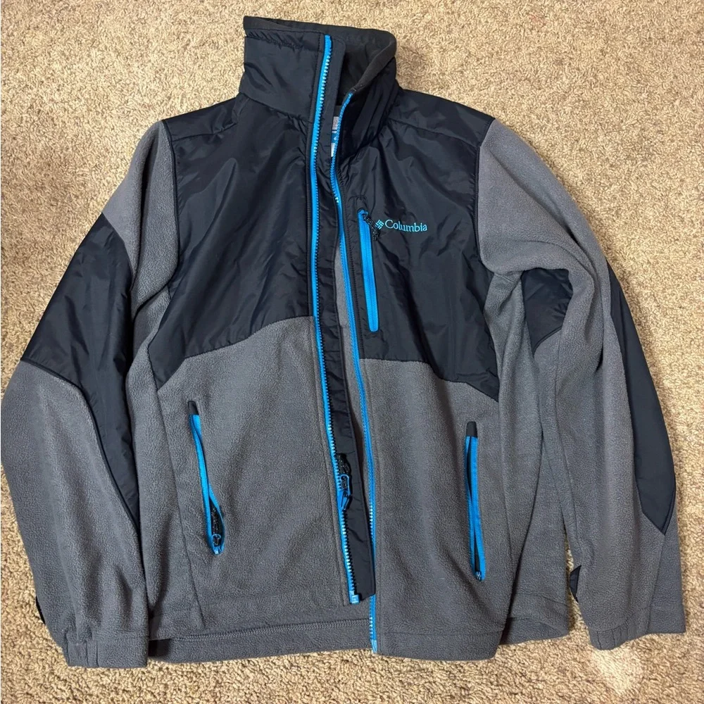 Columbia Boys Black and Gray Performance Jacket with Blue Accents - Picture 1 of 4